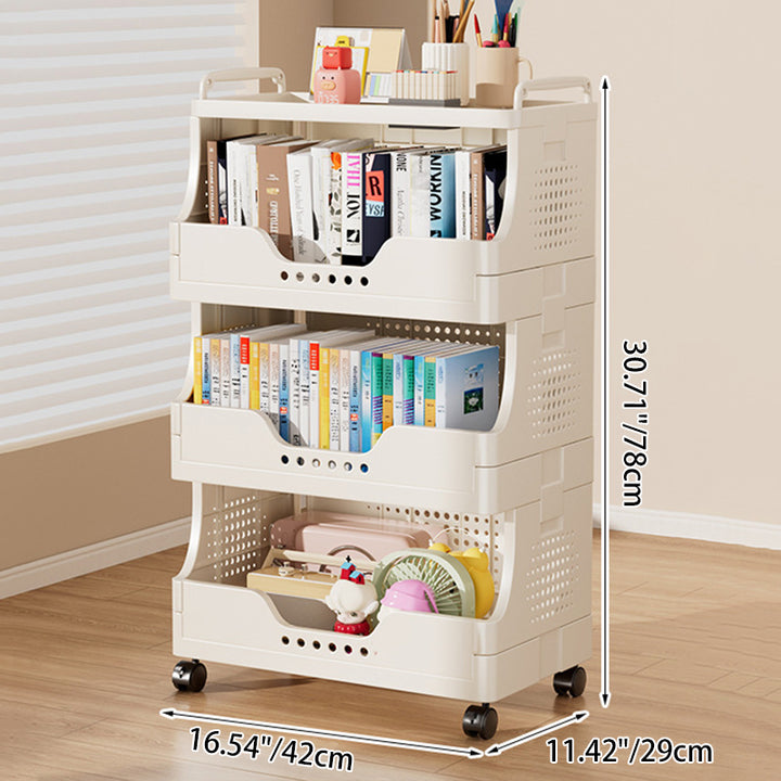Modern Minimalist Trapezoid Plastic Movable Tiered Storage Bookshelf 3/4/5-Tier For Study