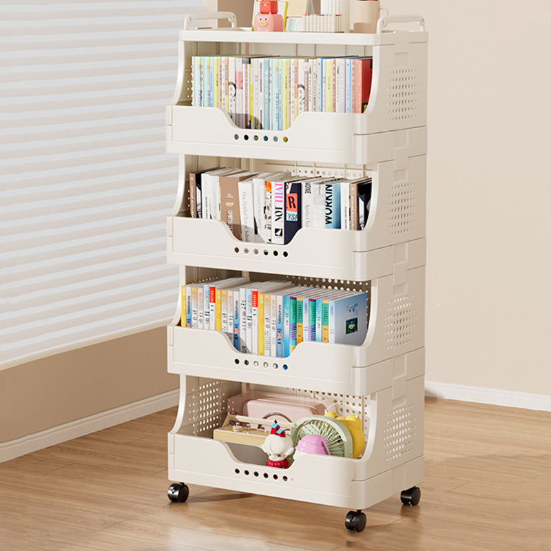 Modern Minimalist Trapezoid Plastic Movable Tiered Storage Bookshelf 3/4/5-Tier For Study