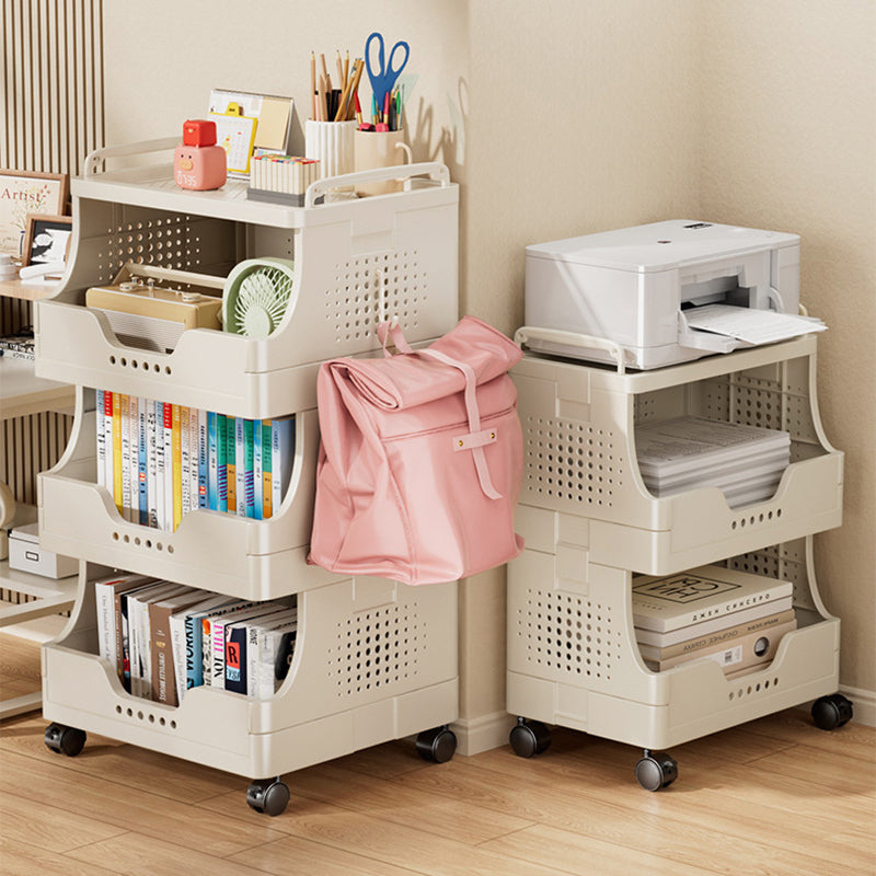 Modern Minimalist Trapezoid Plastic Movable Tiered Storage Bookshelf 3/4/5-Tier For Study