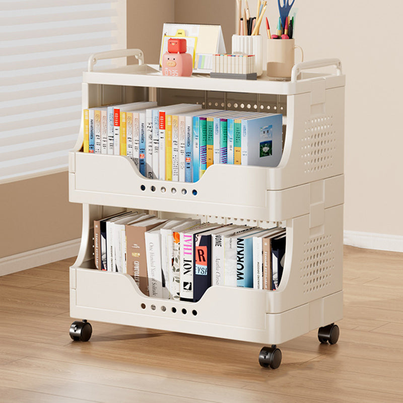 Modern Minimalist Trapezoid Plastic Movable Tiered Storage Bookshelf 3/4/5-Tier For Study