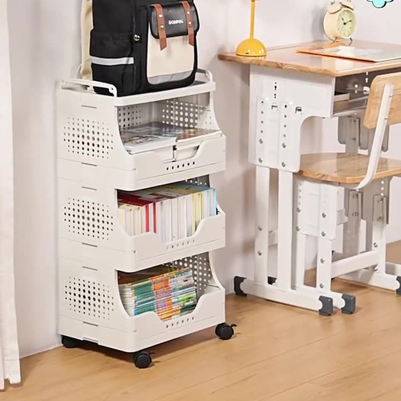 Modern Minimalist Trapezoid Plastic Movable Tiered Storage Bookshelf 3/4/5-Tier For Study