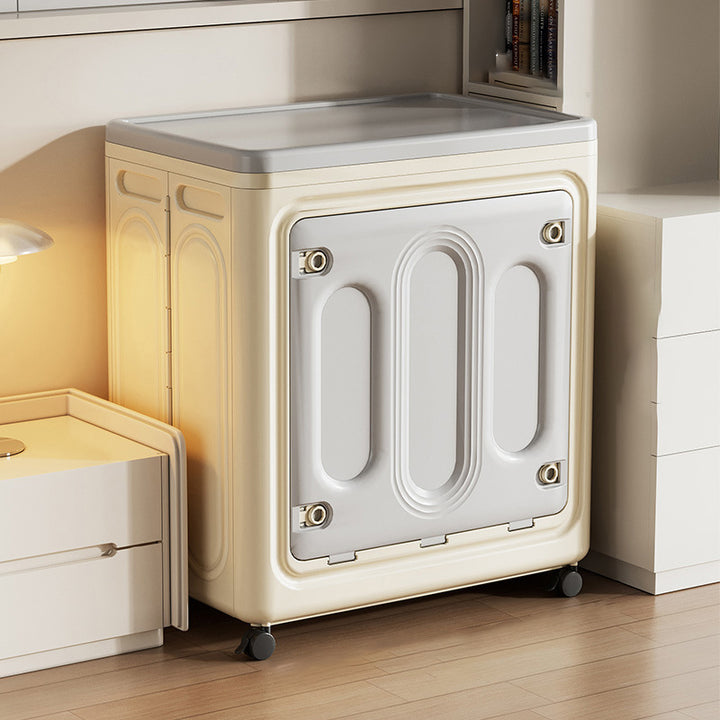 Modern Minimalist Movable Rectangle PP Plastic Dust-Proof Large Capacity Foldable Storage Cabinet 1-Cabinet For Bedroom