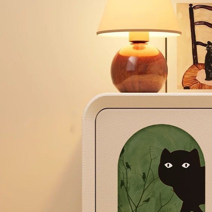 Animaux de dessin animé Art déco moderne en MDF et bois massif, panneau multicouche, griffoir en cuir pour chat, table de chevet à 2 tiroirs pour chambre à coucher 