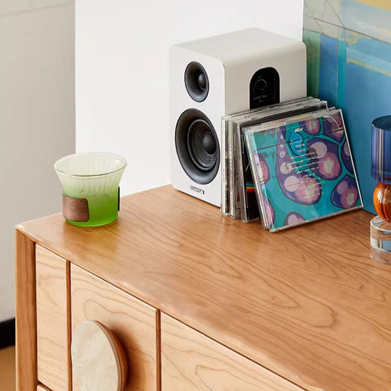 Contemporary Retro Rectangular Solid Cherry Wood Solid Wood Multi-Layer Board Pine Wood Storage Cabinet 5-Drawer For Living Room