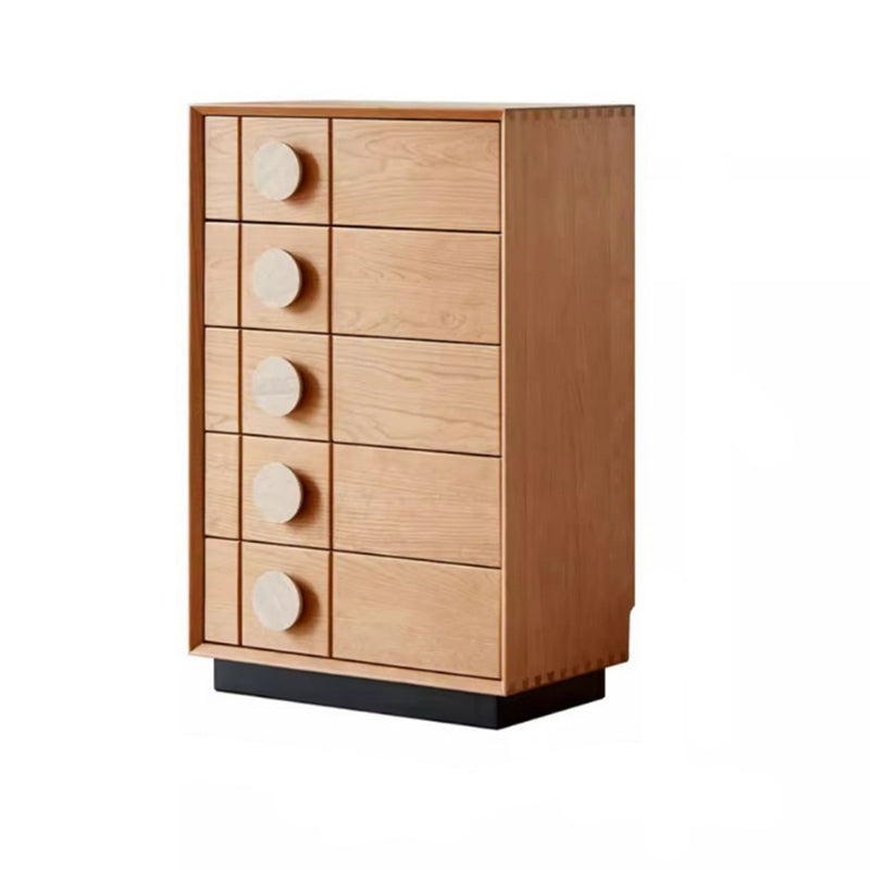Contemporary Retro Rectangular Solid Cherry Wood Solid Wood Multi-Layer Board Pine Wood Storage Cabinet 5-Drawer For Living Room