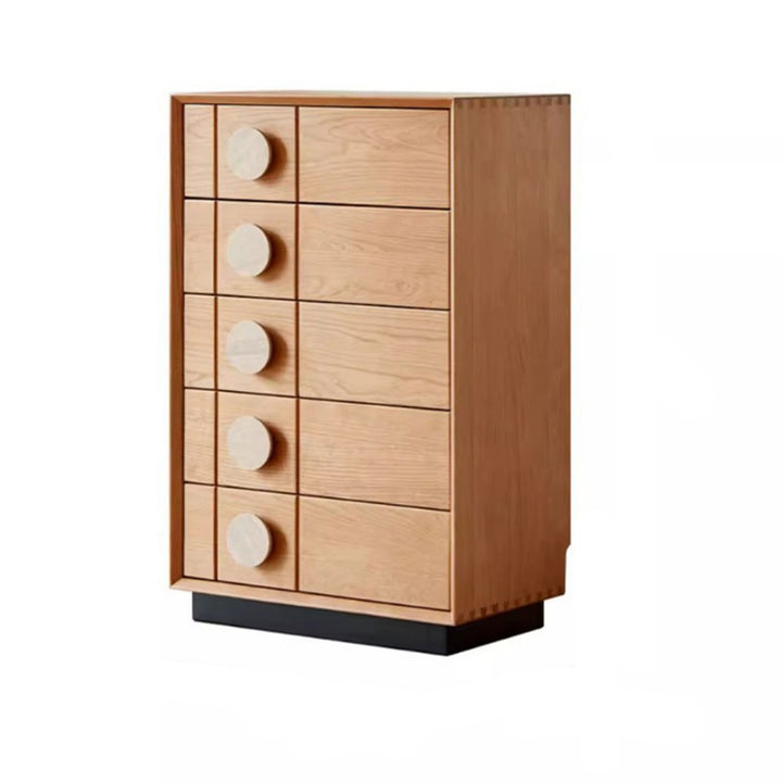 Contemporary Retro Rectangular Solid Cherry Wood Solid Wood Multi-Layer Board Pine Wood Storage Cabinet 5-Drawer For Living Room
