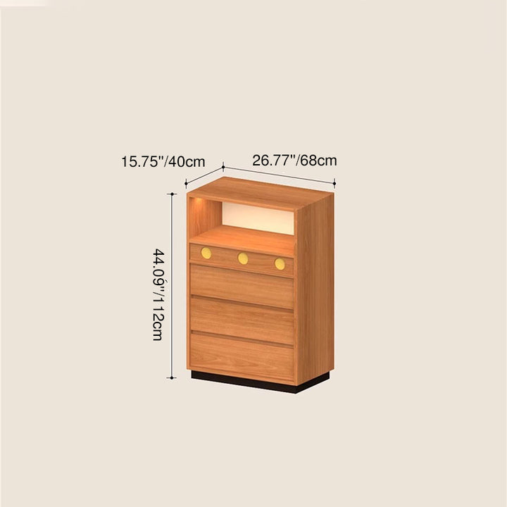 Modern Minimalist Rectangular Solid Cherry Wood Solid Wood Multi-Layer Board Pine Wood Storage Cabinet 4-Drawer For Living Room