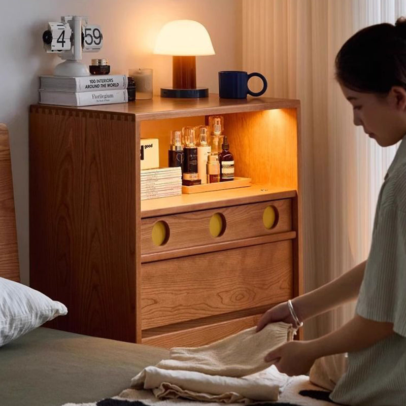 Moderner minimalistischer rechteckiger Massivholz-Kirschholz-Massivholz-Mehrschichtplatten-Kiefernholz-Aufbewahrungsschrank mit 4 Schubladen für das Wohnzimmer 