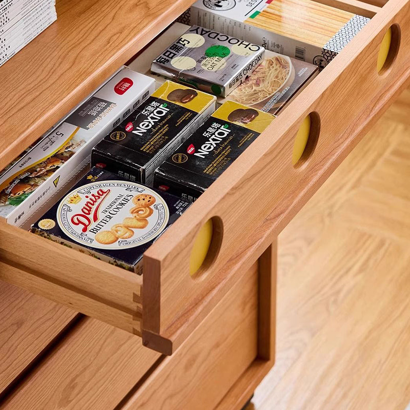 Moderner minimalistischer rechteckiger Massivholz-Kirschholz-Massivholz-Mehrschichtplatten-Kiefernholz-Aufbewahrungsschrank mit 4 Schubladen für das Wohnzimmer 