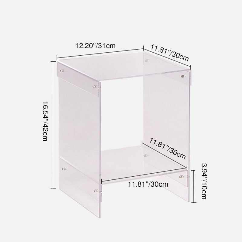 Modern Minimalist Rectangular Acrylic End Table 2-Tier For Living Room &amp; Bedroom