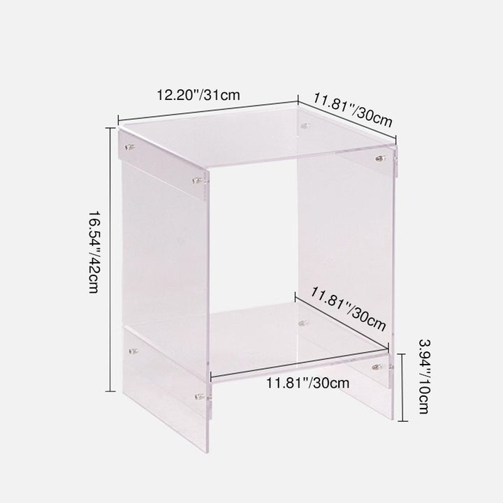 Modern Minimalist Rectangular Acrylic End Table 2-Tier For Living Room &amp; Bedroom