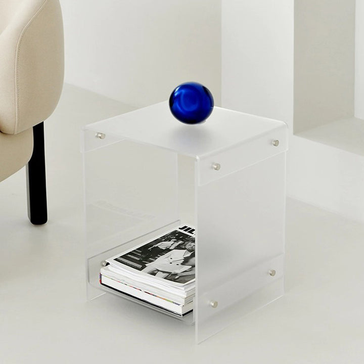 Modern Minimalist Rectangular Acrylic End Table 2-Tier For Living Room &amp; Bedroom