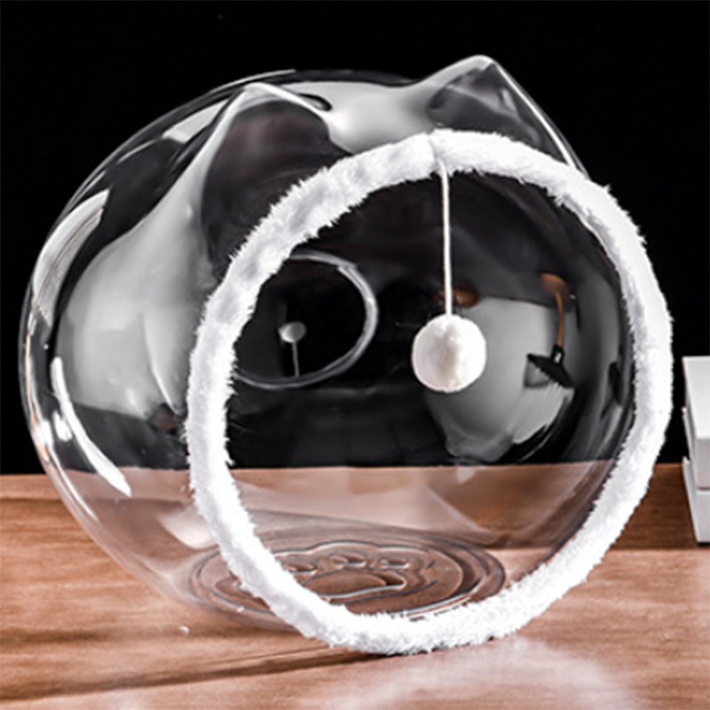 Simplicité moderne, panier pour chat carré lavable en plastique, ventilé et transparent, 1 trou pour salon 