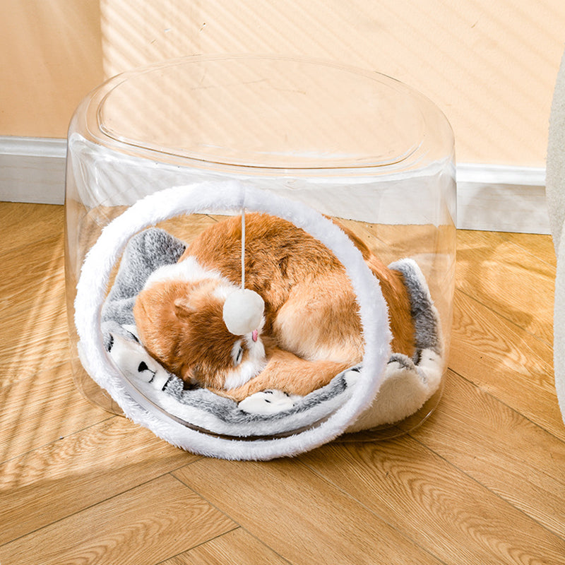 Simplicité moderne, panier pour chat carré lavable en plastique, ventilé et transparent, 1 trou pour salon 