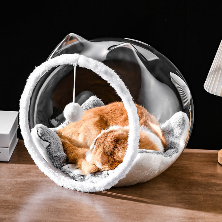 Simplicité moderne, panier pour chat carré lavable en plastique, ventilé et transparent, 1 trou pour salon 