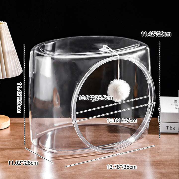 Simplicité moderne, panier pour chat carré lavable en plastique, ventilé et transparent, 1 trou pour salon 