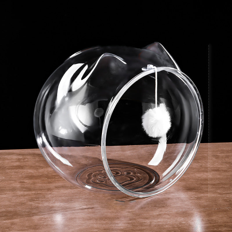 Simplicité moderne, panier pour chat carré lavable en plastique, ventilé et transparent, 1 trou pour salon 