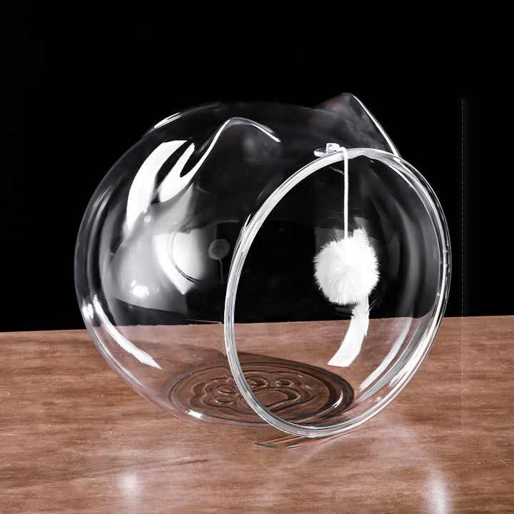 Simplicité moderne, panier pour chat carré lavable en plastique, ventilé et transparent, 1 trou pour salon 