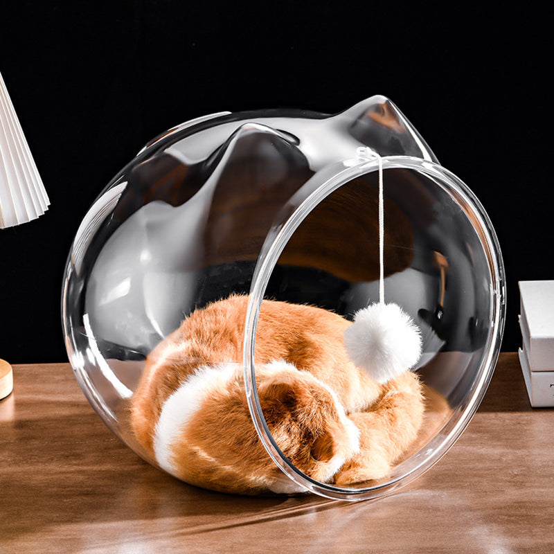 Simplicité moderne, panier pour chat carré lavable en plastique, ventilé et transparent, 1 trou pour salon 