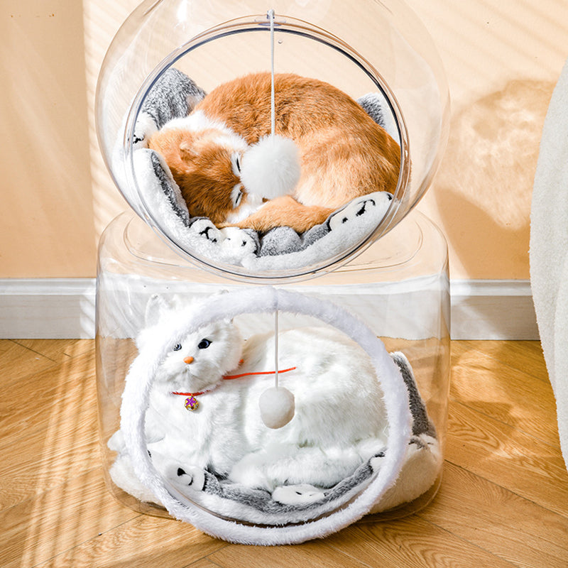 Simplicité moderne, panier pour chat carré lavable en plastique, ventilé et transparent, 1 trou pour salon 