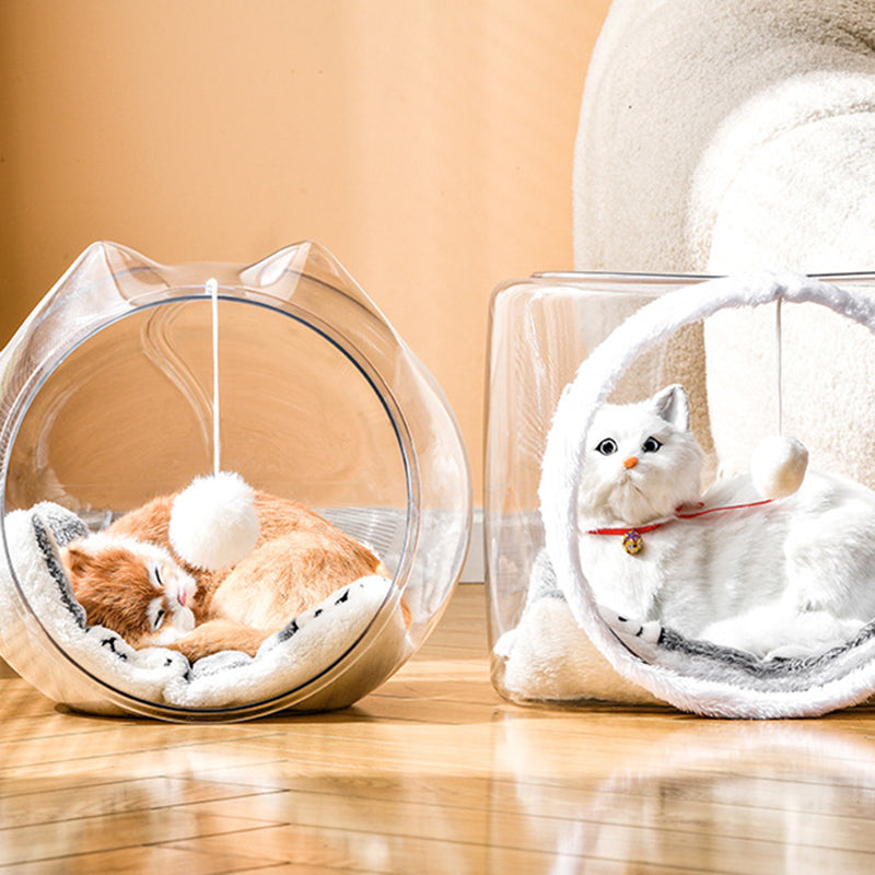 Simplicité moderne, panier pour chat carré lavable en plastique, ventilé et transparent, 1 trou pour salon 