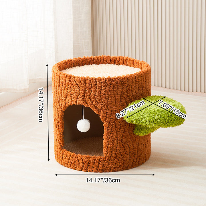 Traditioneller rustikaler Baum Kiefernholz MDF Sisal Kristall Flanellboden-Stehender Katzenturm 1/2/3-Loch für Wohnzimmer 