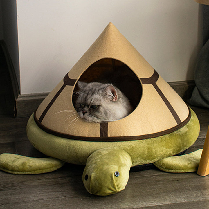 Moderne Art Deco Cartoon-Schildkröte Kristall Flanell Filz Schwamm PP Baumwolle Waschbares Katzenbett 1-stufig Für Wohnzimmer 