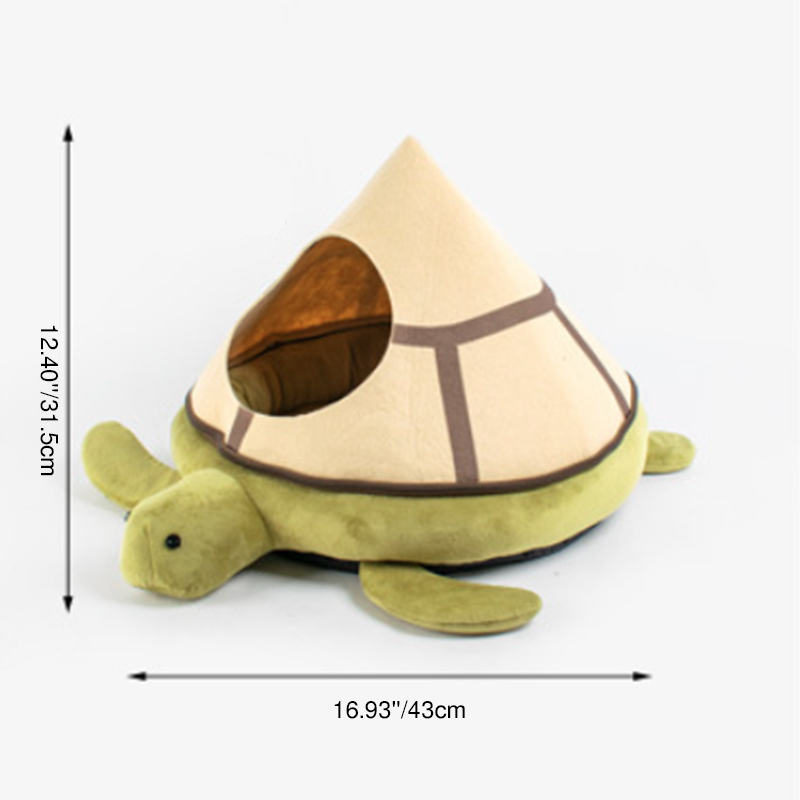 Cama para gatos de cristal de tortuga de dibujos animados de estilo Art Deco moderno de franela de fieltro esponja algodón PP lavable de 1 nivel para sala de estar 
