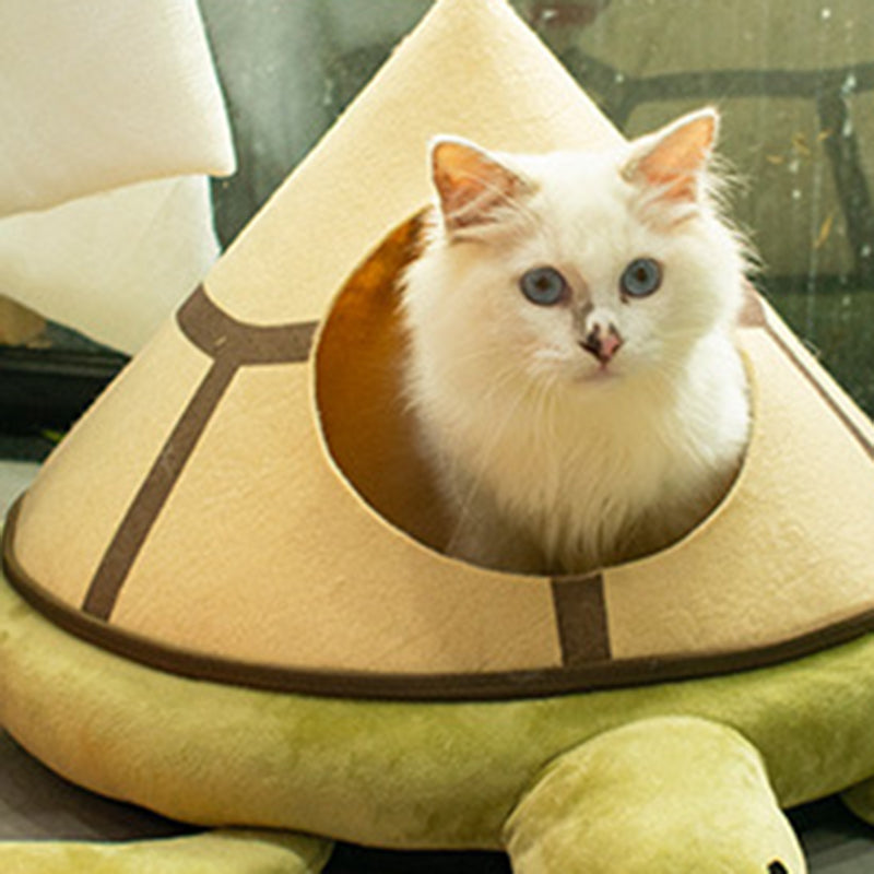 Cama para gatos de cristal de tortuga de dibujos animados de estilo Art Deco moderno de franela de fieltro esponja algodón PP lavable de 1 nivel para sala de estar 
