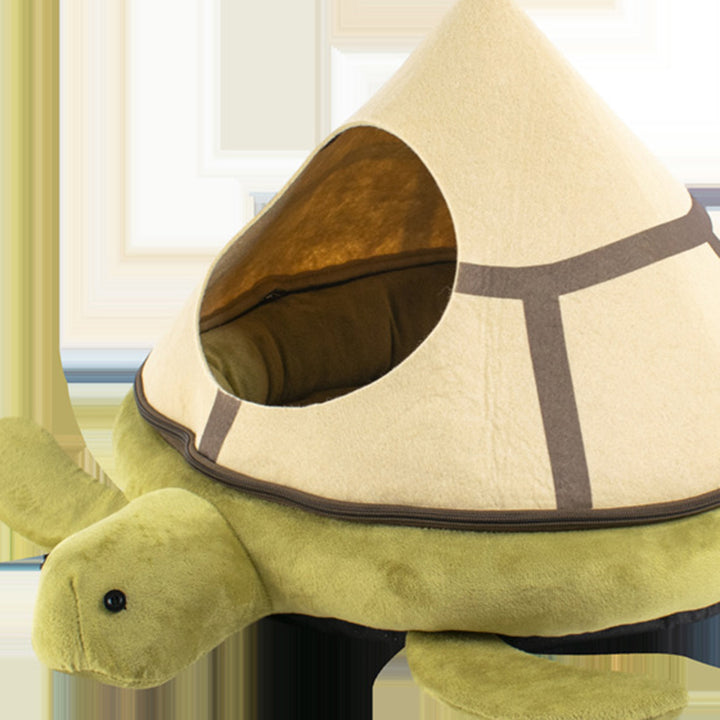 Cama para gatos de cristal de tortuga de dibujos animados de estilo Art Deco moderno de franela de fieltro esponja algodón PP lavable de 1 nivel para sala de estar 
