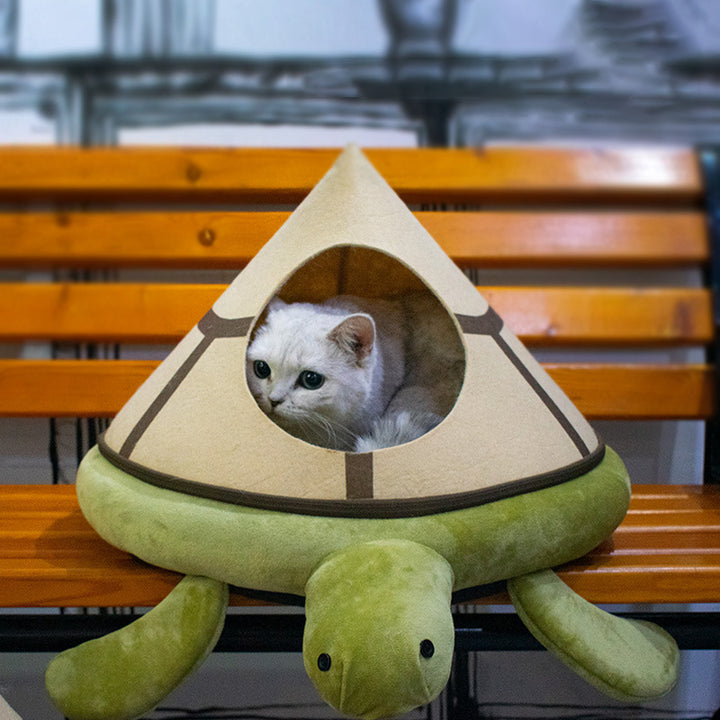 Cama para gatos de cristal de tortuga de dibujos animados de estilo Art Deco moderno de franela de fieltro esponja algodón PP lavable de 1 nivel para sala de estar 