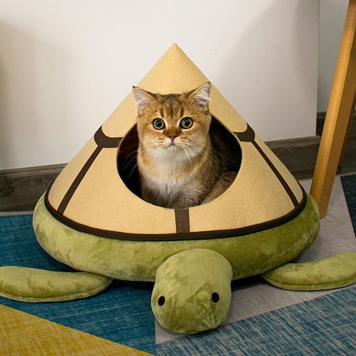 Moderne Art Deco Cartoon-Schildkröte Kristall Flanell Filz Schwamm PP Baumwolle Waschbares Katzenbett 1-stufig Für Wohnzimmer 