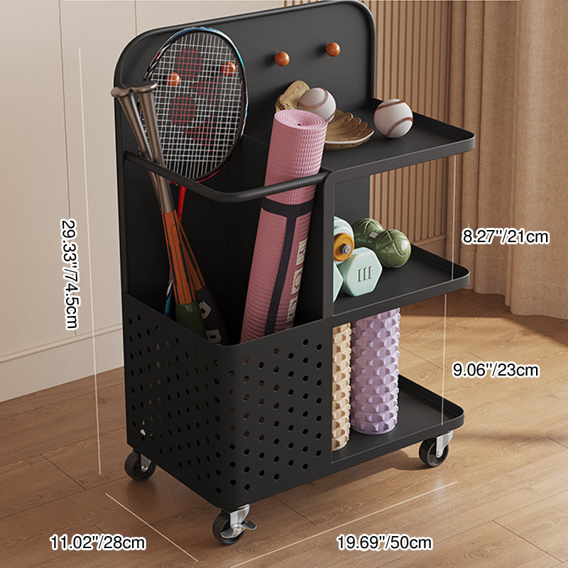 Étagère de rangement mobile à 3 niveaux en acier au carbone avec peinture cuite, rectangulaire et minimaliste moderne, pour salon et chambre 