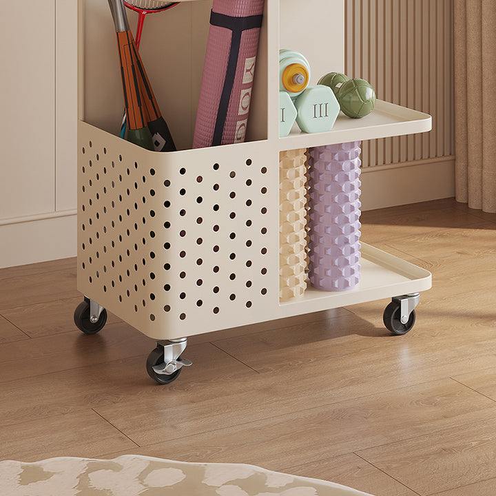 Moderner minimalistischer rechteckiger Backlack-Kohlenstoffstahl-Beweglicher Lagerregal 3-stufig für Wohnzimmer & Schlafzimmer 