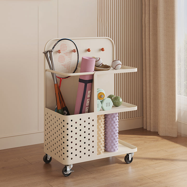 Étagère de rangement mobile à 3 niveaux en acier au carbone avec peinture cuite, rectangulaire et minimaliste moderne, pour salon et chambre 