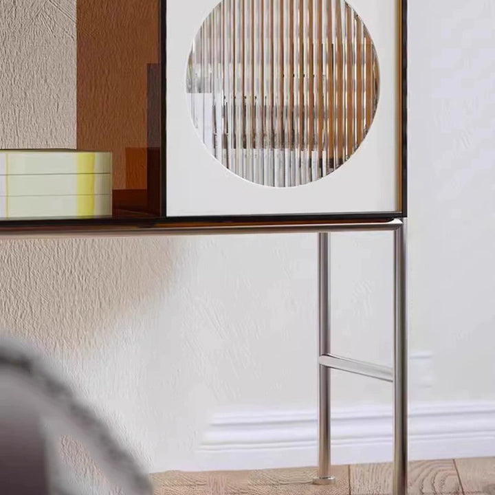 Présentoir rectangulaire contemporain rétro en acrylique et acier inoxydable à 4 armoires pour salon 