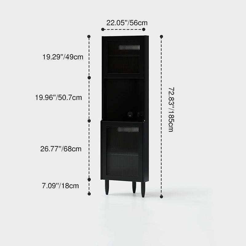 Contemporary Nordic Rubberwood Ripple Glass Rectangle Corner Storage Sideboard 5-Cabinet For Living Room &amp; Dining Room