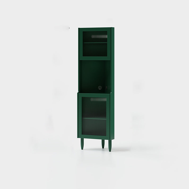 Contemporary Nordic Rubberwood Ripple Glass Rectangle Corner Storage Sideboard 5-Cabinet For Living Room &amp; Dining Room