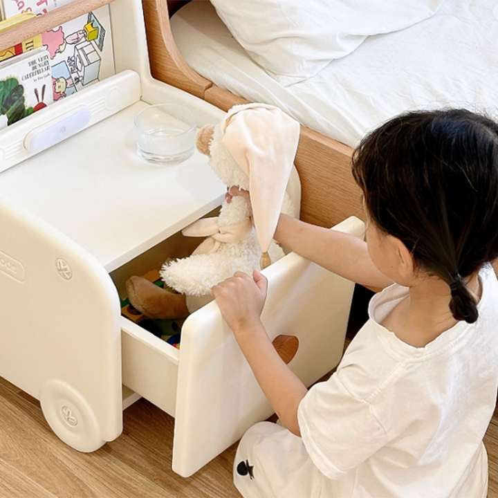 Contemporary Creative Car-Shaped PE Plastic Kids Nightstand 1-Drawer For Bedroom