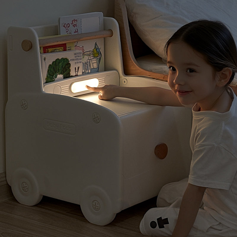 Contemporary Creative Car-Shaped PE Plastic Kids Nightstand 1-Drawer For Bedroom