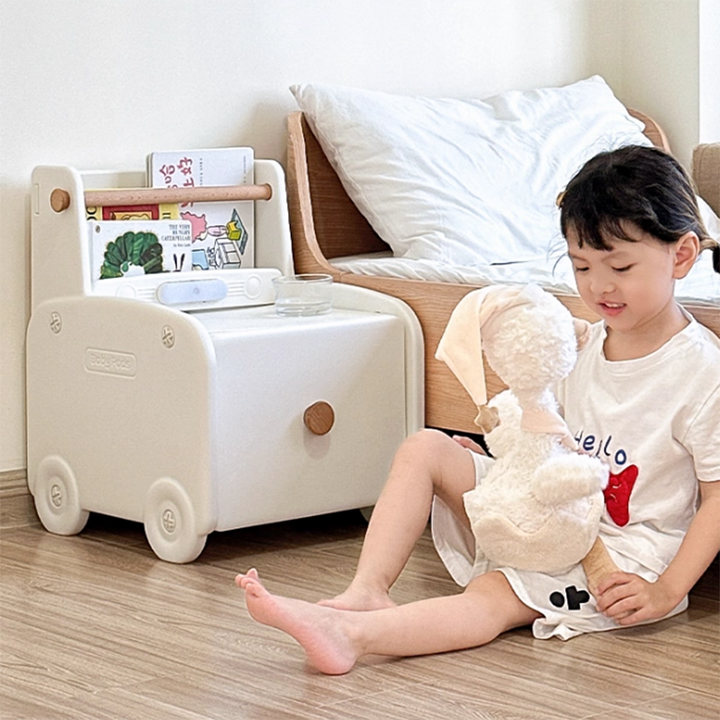 Contemporary Creative Car-Shaped PE Plastic Kids Nightstand 1-Drawer For Bedroom
