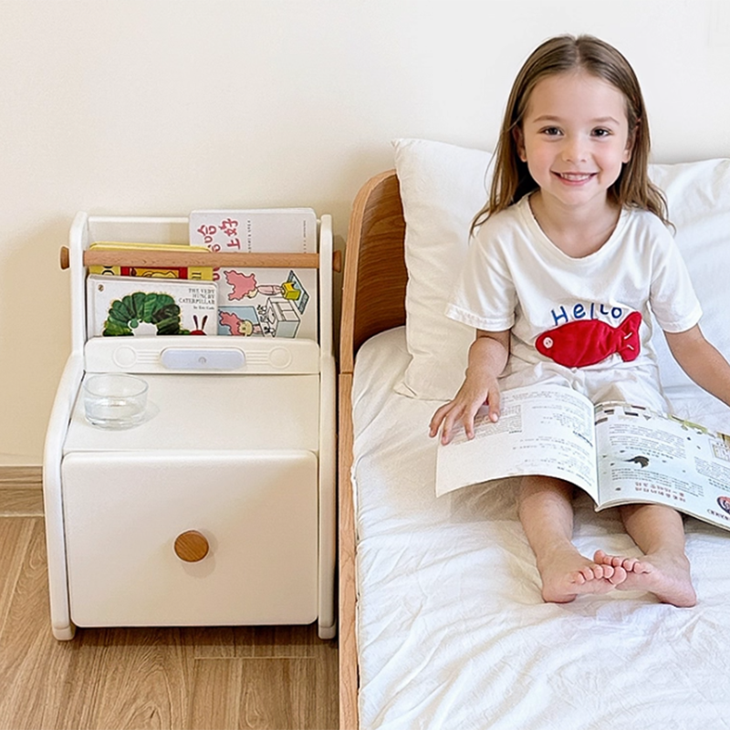 Contemporary Creative Car-Shaped PE Plastic Kids Nightstand 1-Drawer For Bedroom