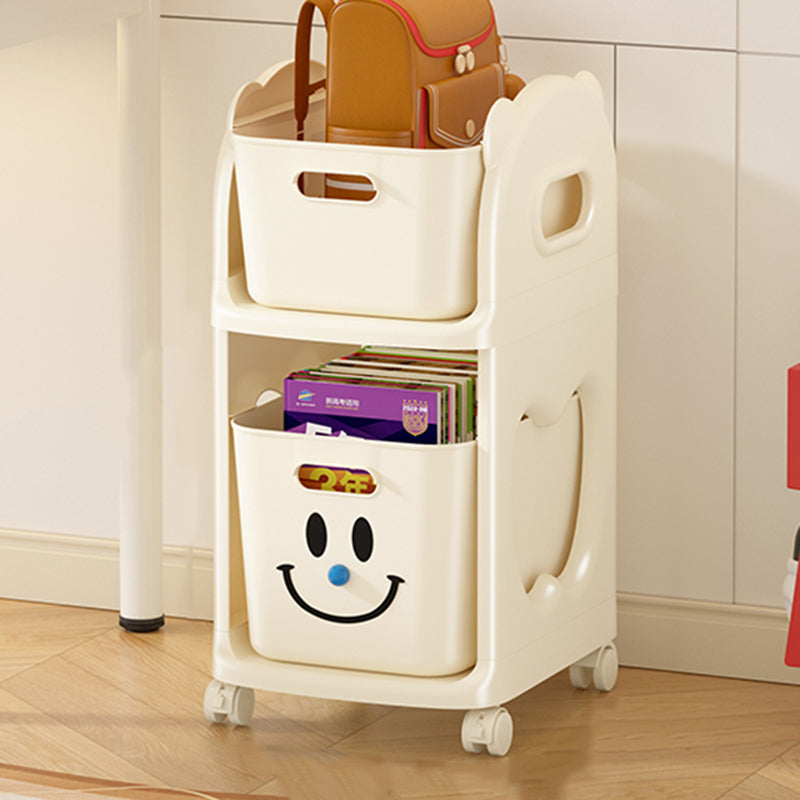 Modern Minimalist PP Plastic Rectangular Movable Storage Shelf 2/3-Basket For Study