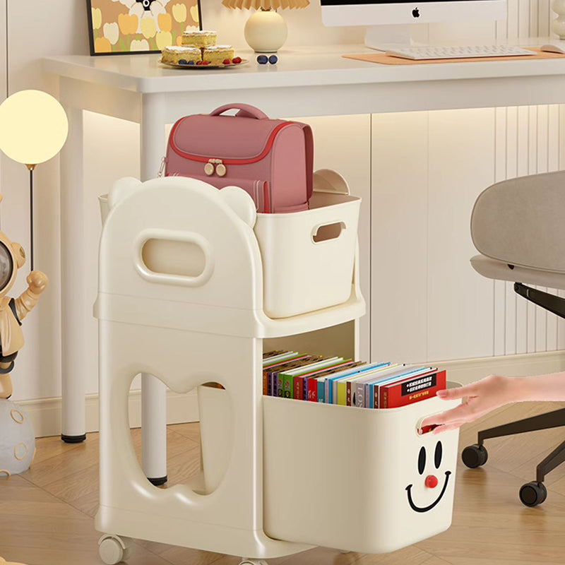 Modern Minimalist PP Plastic Rectangular Movable Storage Shelf 2/3-Basket For Study