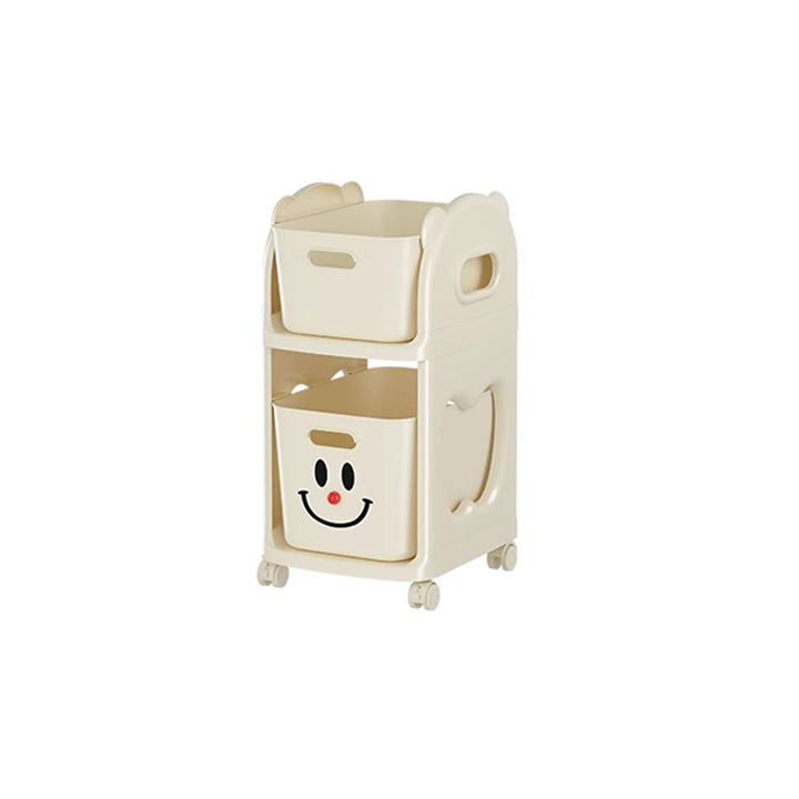 Modern Minimalist PP Plastic Rectangular Movable Storage Shelf 2/3-Basket For Study