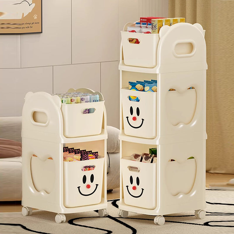 Modern Minimalist PP Plastic Rectangular Movable Storage Shelf 2/3-Basket For Study