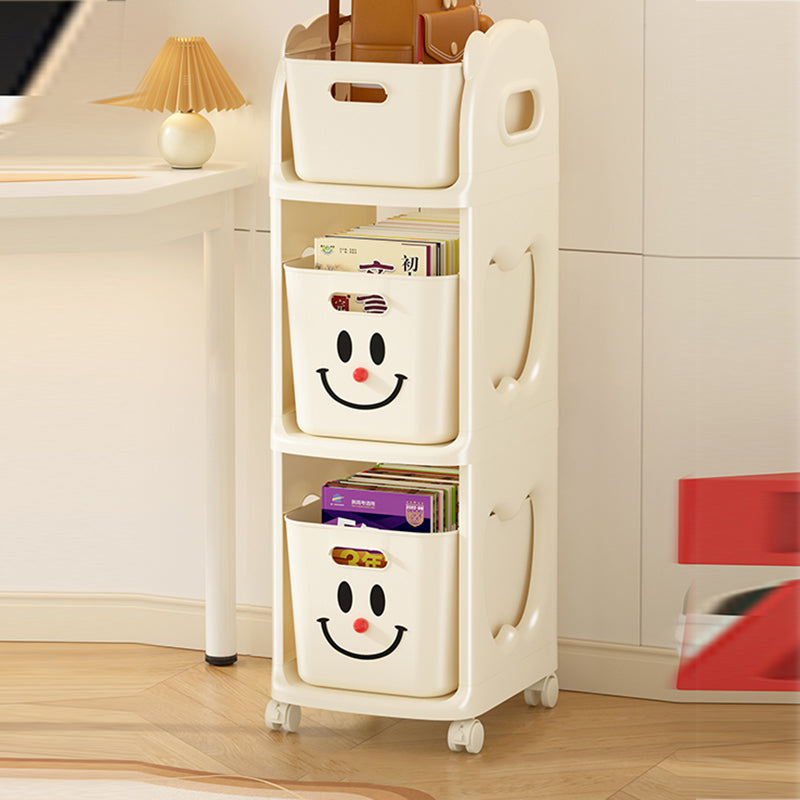 Modern Minimalist PP Plastic Rectangular Movable Storage Shelf 2/3-Basket For Study