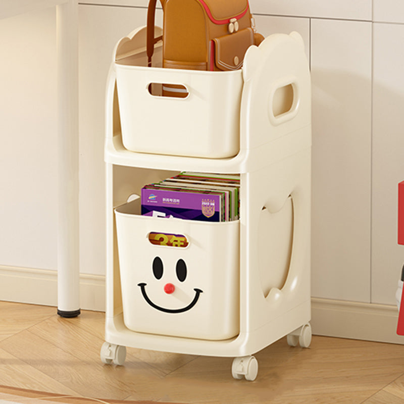 Modern Minimalist PP Plastic Rectangular Movable Storage Shelf 2/3-Basket For Study