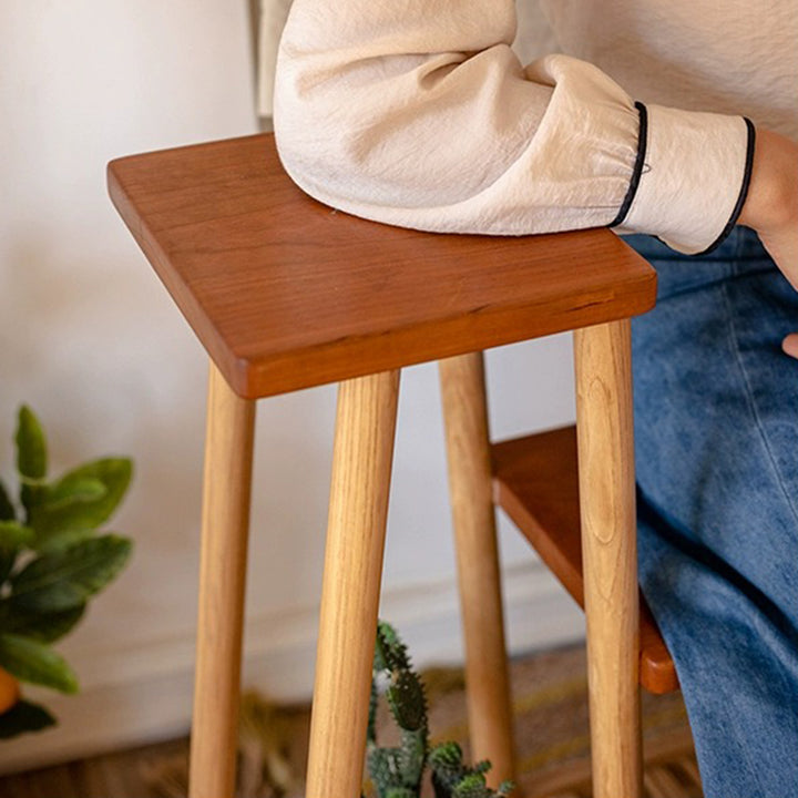 Étagère de rangement rectangulaire contemporaine à 3 niveaux en frêne massif et bois de cerisier pour patio extérieur 