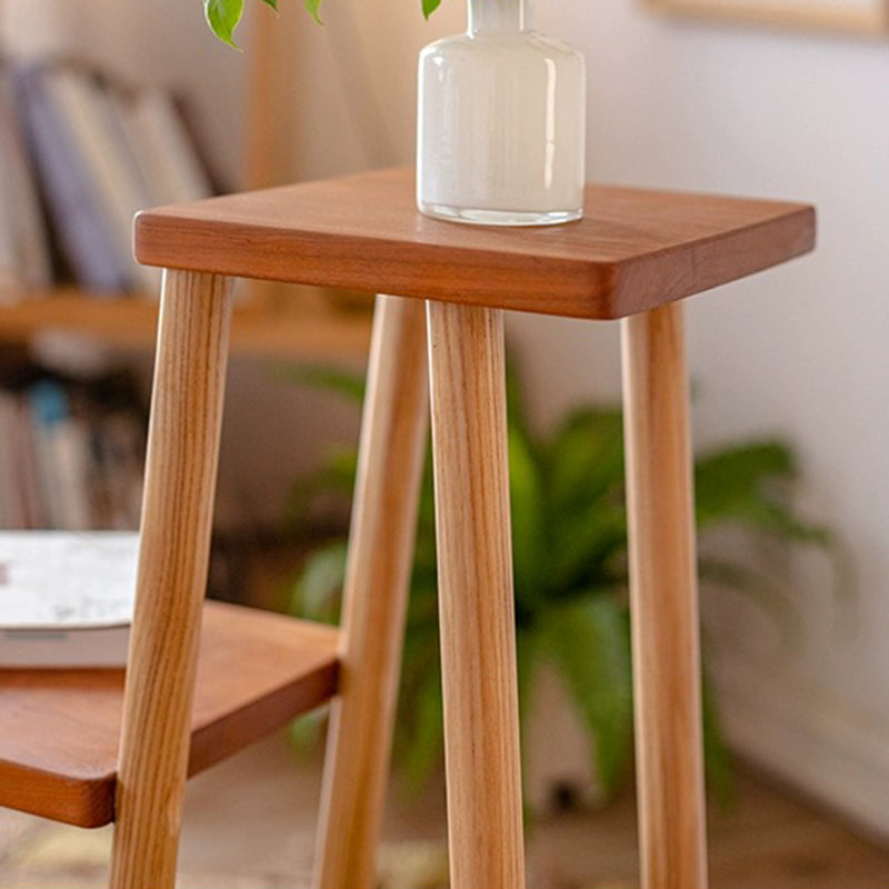 Étagère de rangement rectangulaire contemporaine à 3 niveaux en frêne massif et bois de cerisier pour patio extérieur 